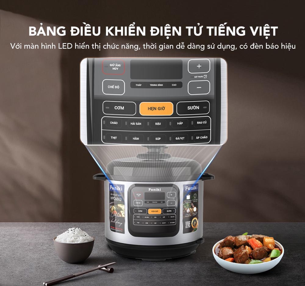 Điều khiển Nồi Áp Suất Điện Funiki HPC6862 dễ dàng
