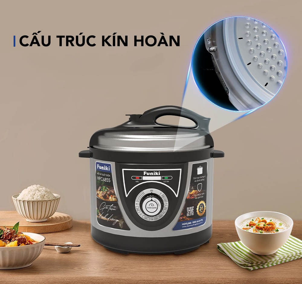 Nồi Áp Suất Điện Funiki HPC6855 5 Lít tối ưu hóa quá trình nấu nướng