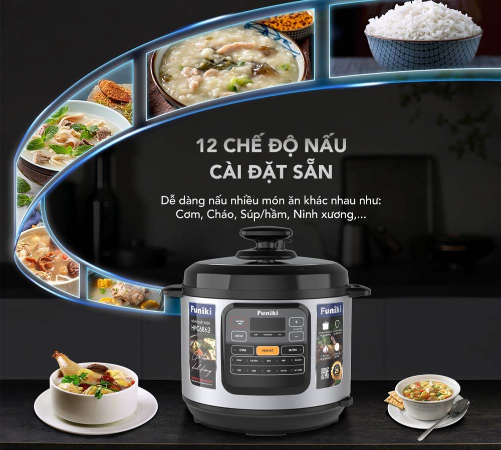 Nồi Áp Suất Điện Funiki HPC6862 có 3 mức công suất nấu