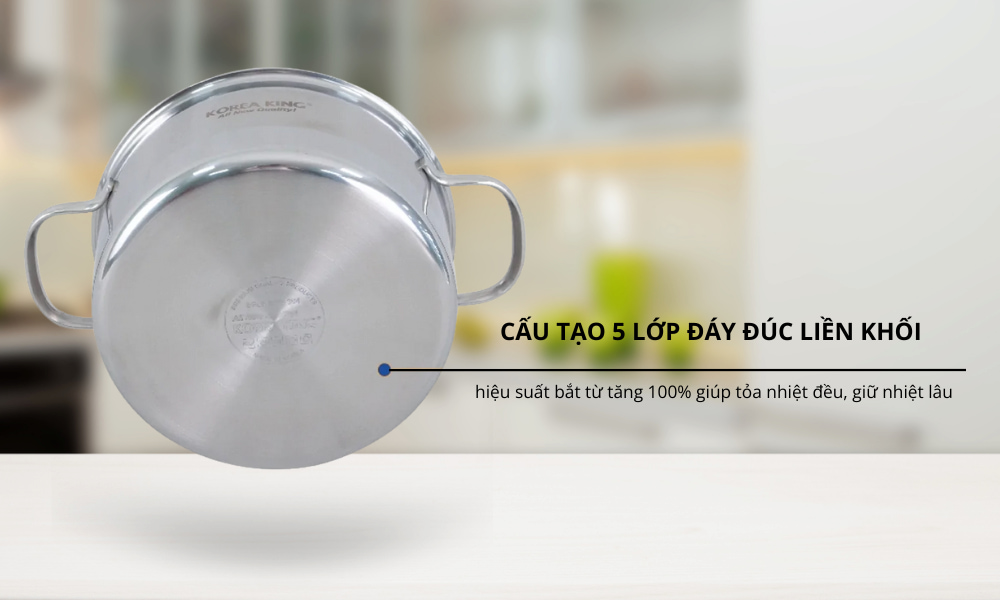 Nồi Inox Korea King KP-20S5PLY cấu tạo 5 lớp đáy liền khối