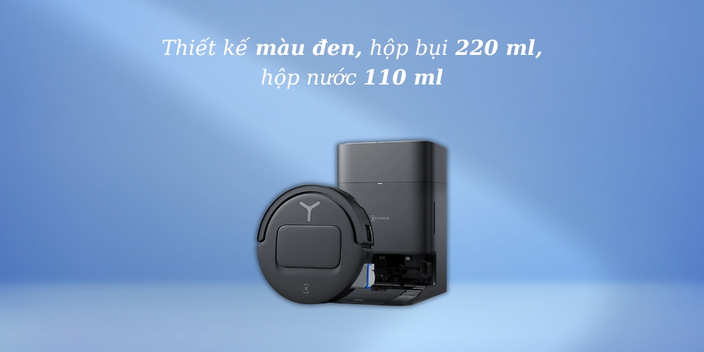 Robot Ecovacs Deebot T80 OMNI có hộp bụi 220 ml và nước 110 ml