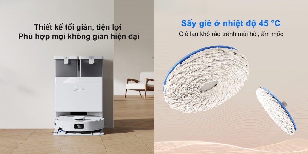 Robot Ecovacs Deebot T30C - Trắng sở hữu thiết kế nhỏ gọn với tông màu trắng thanh lịch