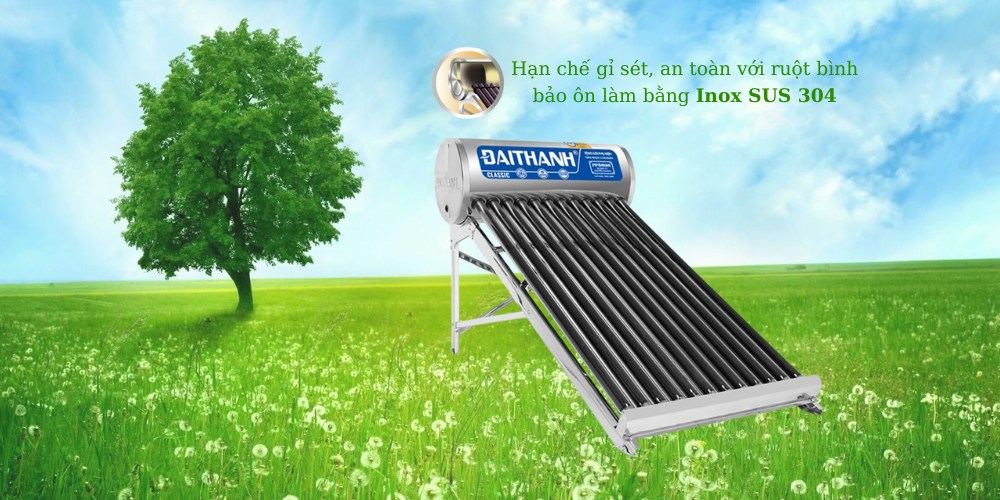 Ruột bình bảo ôn làm bằng Inox SUS 304 với máy năng lượng mặt trời 58-12