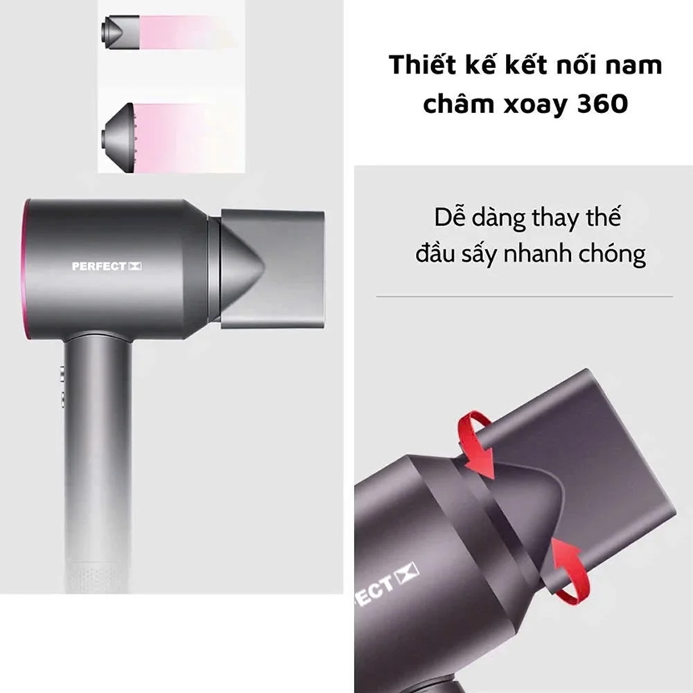 Máy Sấy Tóc Perfect PF-ST02-1400 có thiết kế kết nối nam châm thông minh
