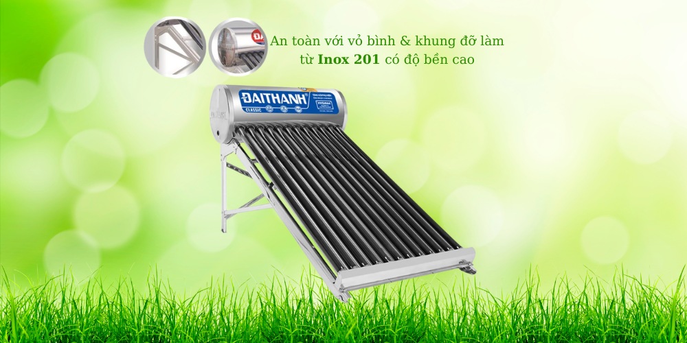 Vỏ bình và khung đỡ làm từ Inox 201 của máy năng lượng mặt trời 58-12