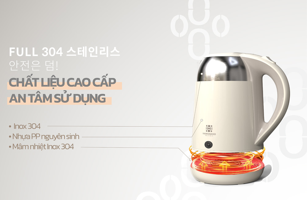 Ấm Siêu Tốc KEH-181 có thân chế tác từ nhựa PP nguyên sinh 