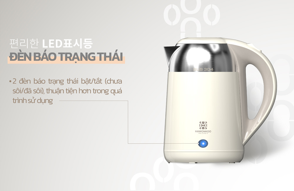 Đèn báo trạng thái hoạt động giúp theo dõi quá trình đun 