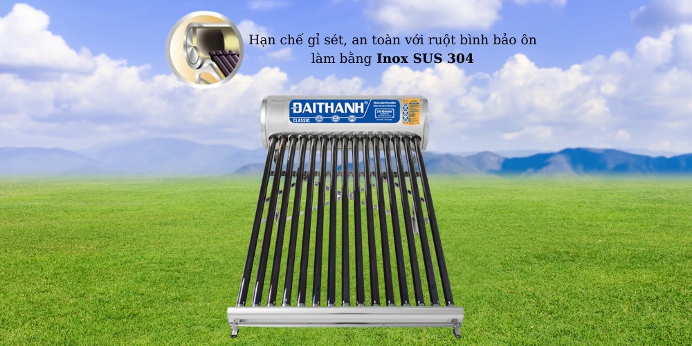 An toàn, bền bỉ với ruột bình Inox SUS 304 cao cấp
