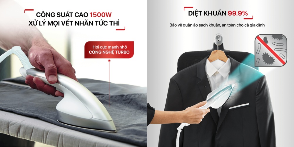 Bàn Ủi Hơi Nước Đứng Tefal IXEO-QT1411K0 làm nóng nhanh