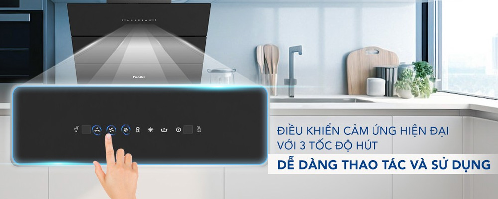 Máy Hút Mùi Áp Tường HKH9688 được trang bị bảng điều khiển cảm ứng 