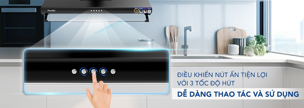 Máy Hút Mùi Âm Tủ HKH9638 tích hợp bảng điều khiển bằng nút ấn