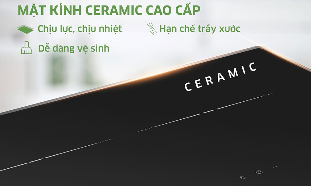 Mặt kính Ceramic cao cấp của Bếp Điện Từ Đôi Kangaroo KGIC50D3C
