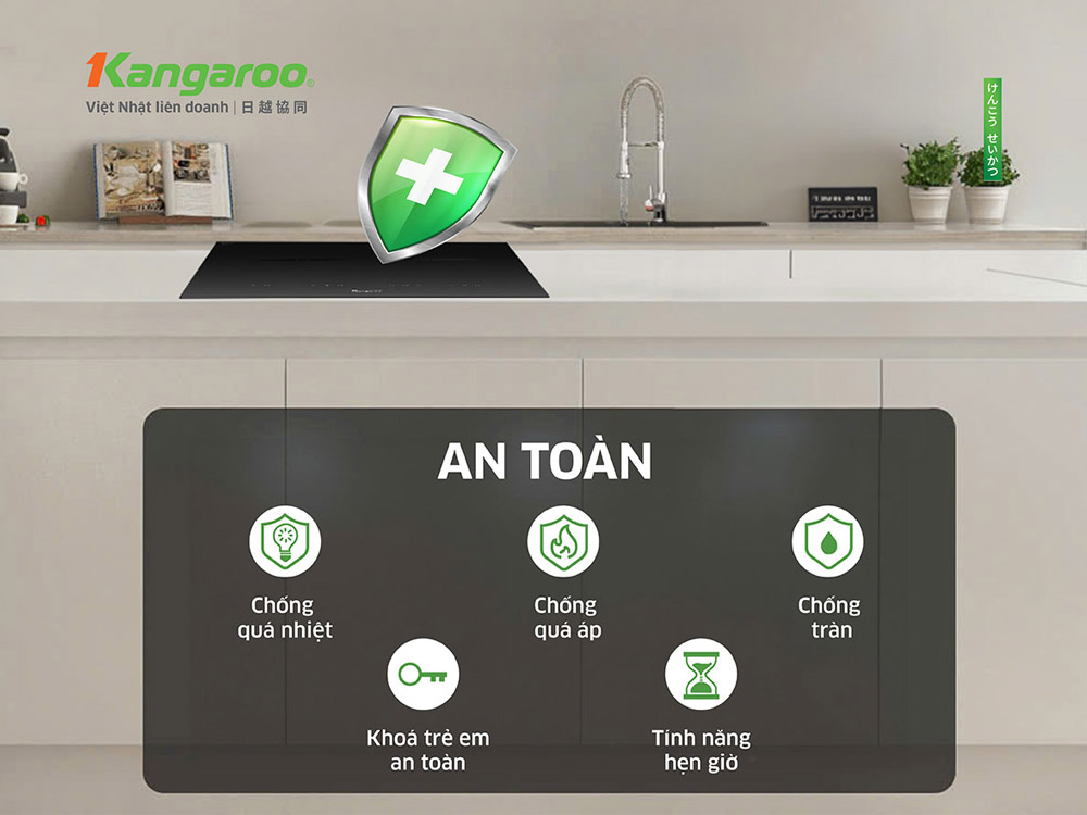 Bếp Điện Từ Đôi Kangaroo KGIC50D3C trang bị nhiều tính năng an toàn