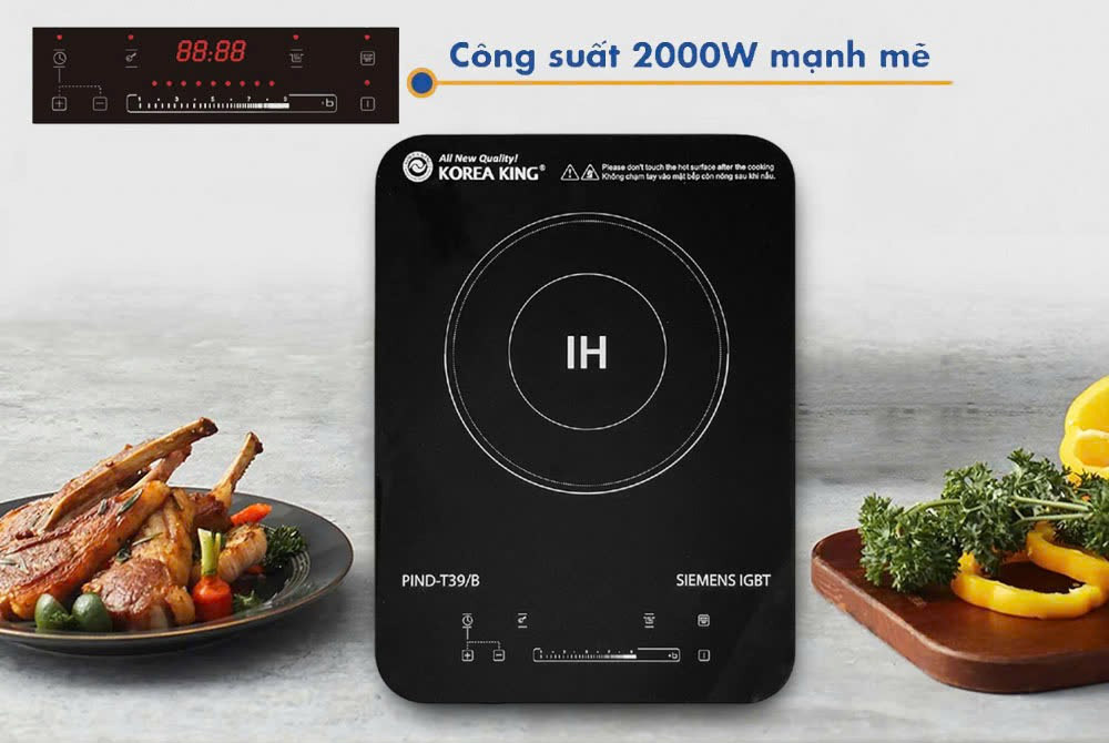 Bếp Điện Từ Korea King PIND-T39/B có công suất đến 2000W