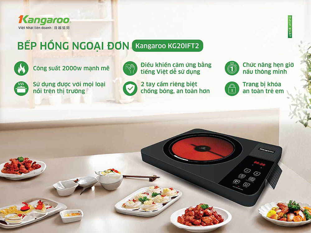 Bếp hồng ngoại đơn Kangaroo KG20IFT2 sở hữu thiết kế nhỏ gọn