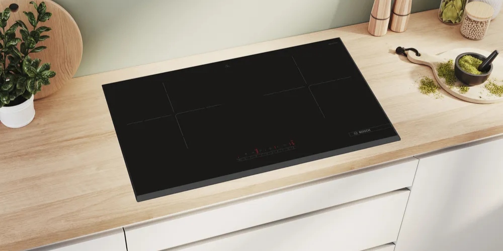 Bếp Từ Đôi Bosch PMI82560VN sở hữu thiết kế vát cạnh sang trọng
