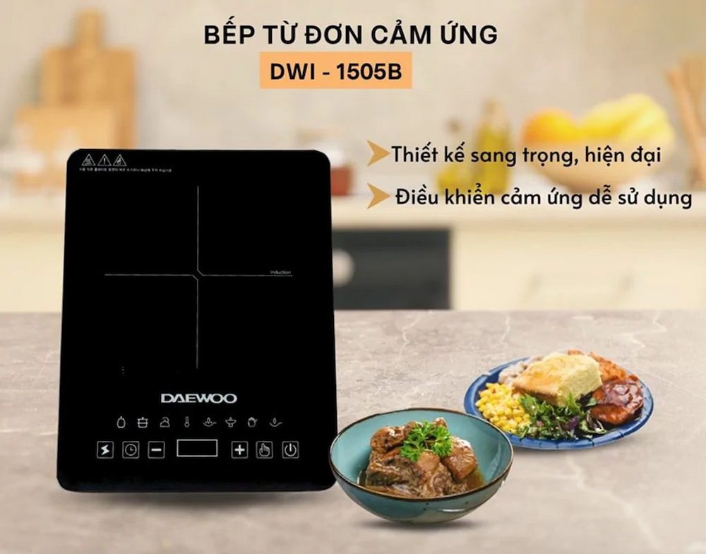 Bếp từ đơn Daewoo DWI-1505B với thiết kế sang trọng, hiện đại