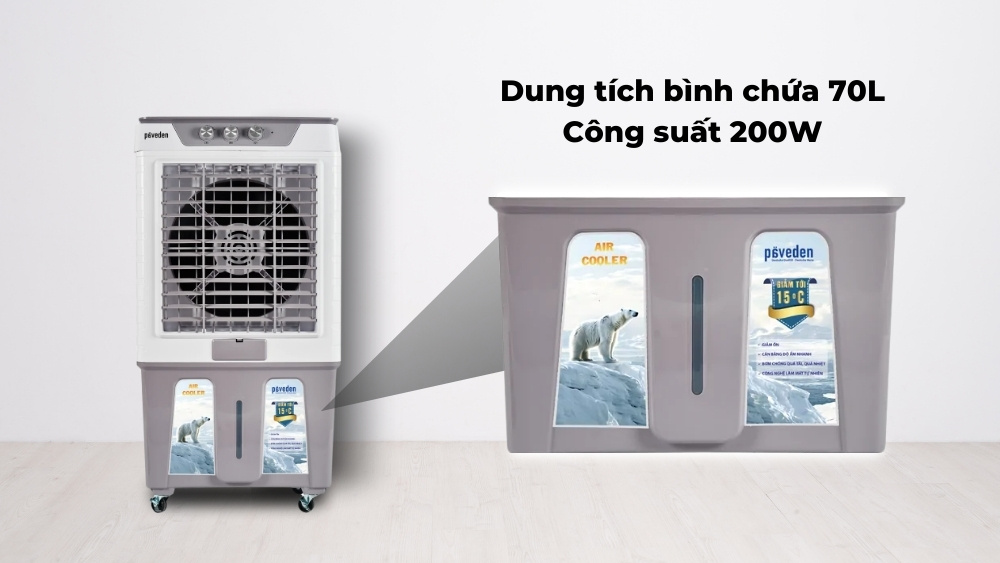 Quạt Điều Hòa Paveden PAC-288U có dung tích bình chứa lớn