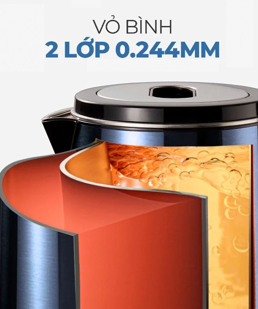 Vỏ bình 2 lớp 0.244mm của Bình Đun Magic A-071 1500W 