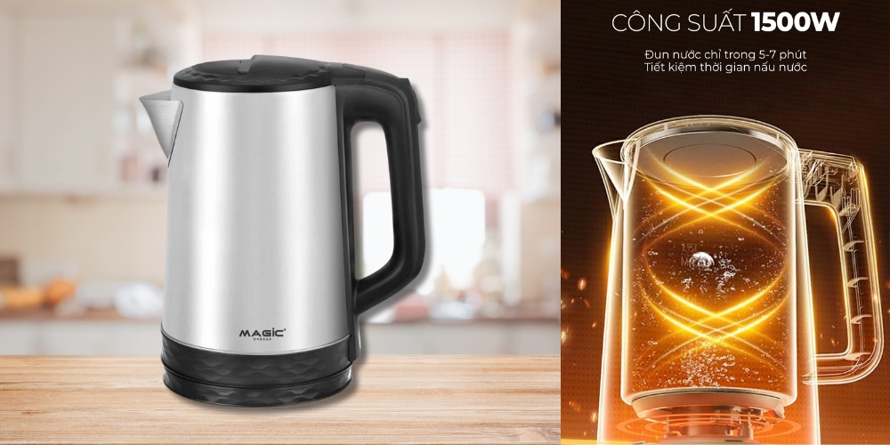 Bình Đun Magic A-072 sở hữu công suất 1500W