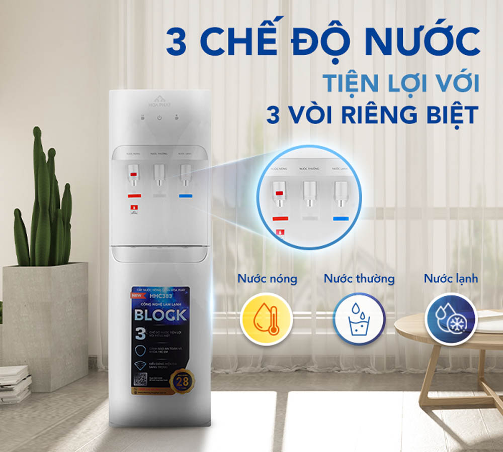 Cây Nước Nóng Lạnh HHC383 đáp ứng nhu cầu sử dụng đa dạng