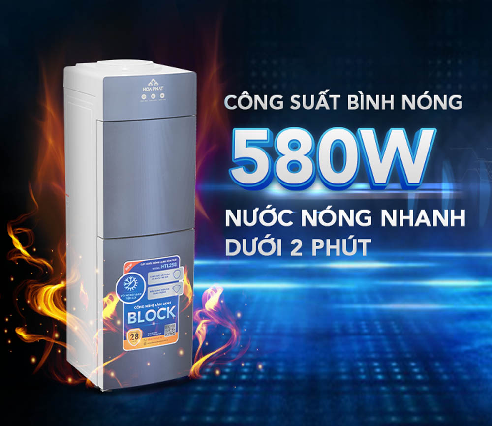 Cây Nước Nóng Lạnh Úp Bình HTL258 làm nóng nhanh dưới 2 phút