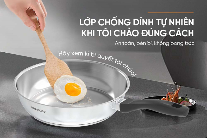 Chảo Sunhouse IN16M3 có lớp chống dính tự nhiên