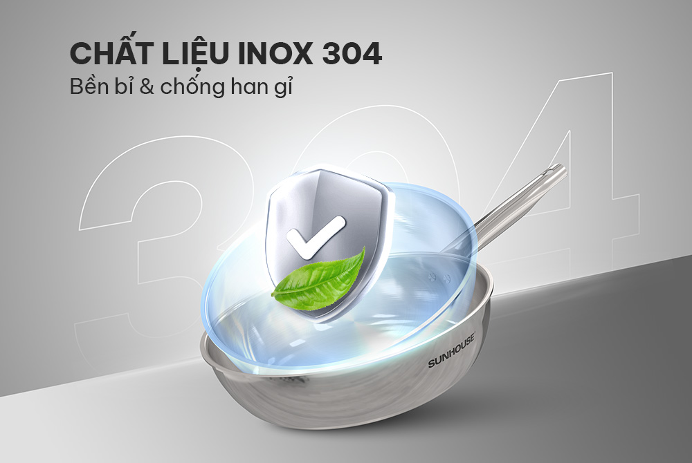 Chảo Sunhouse IN24M6 chất liệu Inox