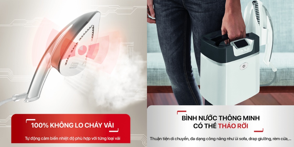 Chức năng tự chỉnh nhiệt thông minh, bình nước có thể tháo rời trên Tefal IXEO-QT1411K0