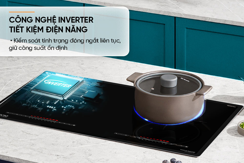 Bếp Đôi Điện Từ MMB82102-TMT trang bị công nghệ Inverter