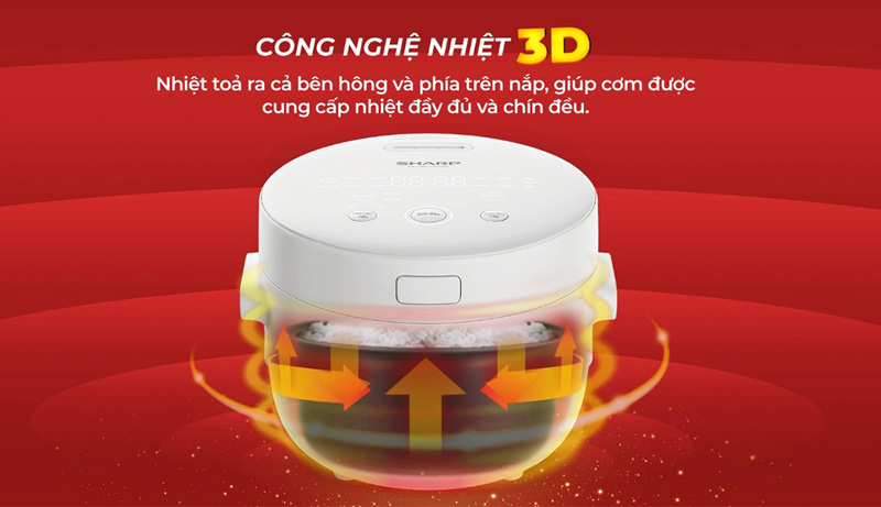 Nồi cơm điện Sharp trang bị công nghệ nhiệt 3D