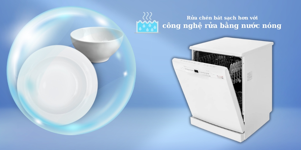 Công nghệ rửa bằng nước nóng trên Máy Rửa Bát SMS2IVW01P