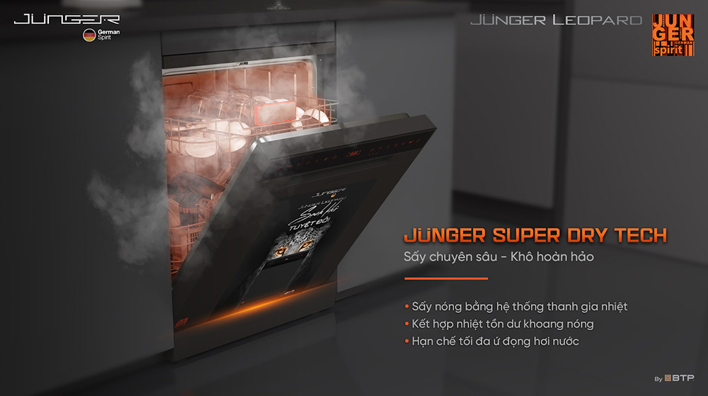 Công nghệ sấy nóng Junger Super Dry Tech giúp tăng cường hiệu quả làm khô