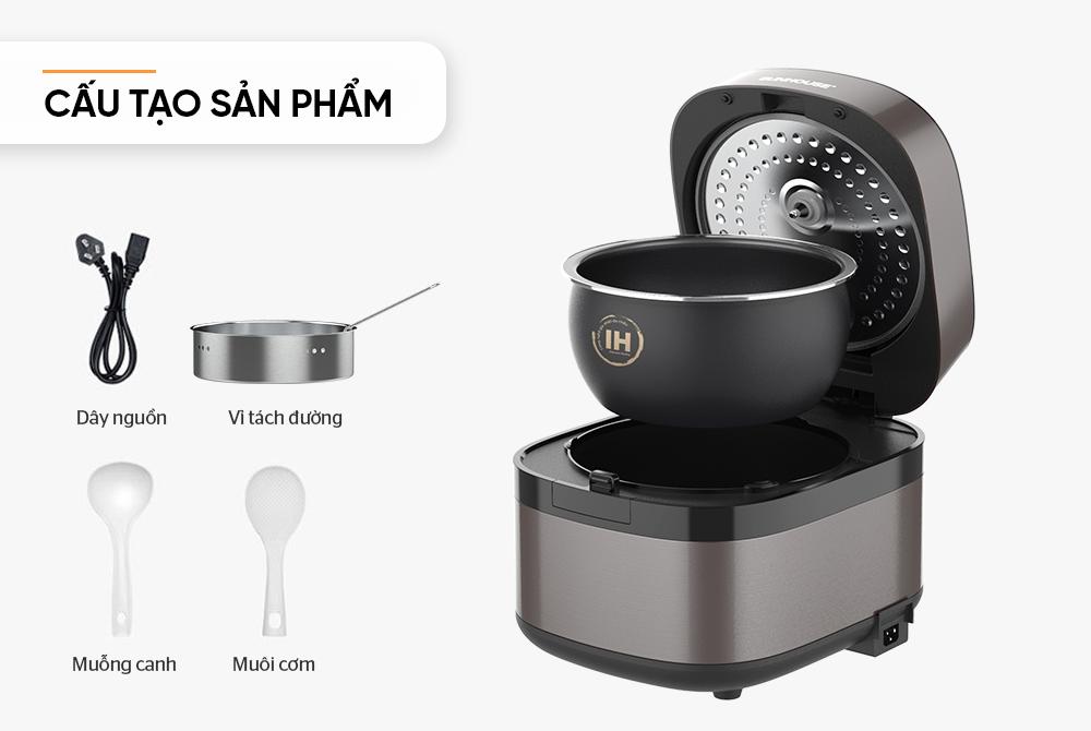 Đa dạng phụ kiện đi kèm khi mua nồi cơm điện cao tần Sunhouse SHD8826