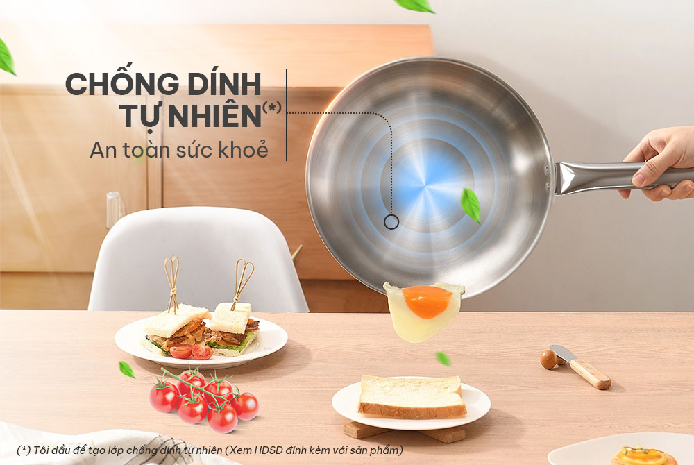 Dễ dàng tạo lớp chống dính tự nhiên với chảo Sunhouse IN24M6