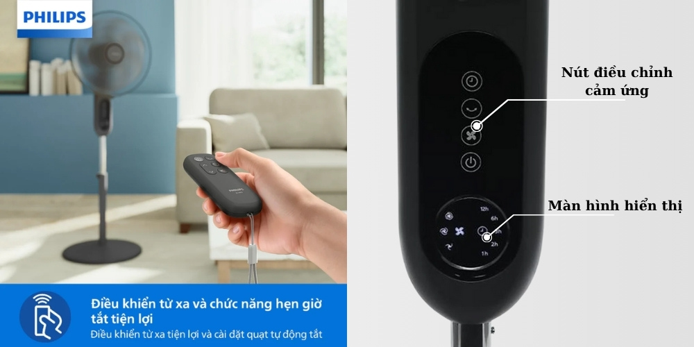 Điều chỉnh quạt đứng Philips CX1520/01 bằng điều khiển từ xa