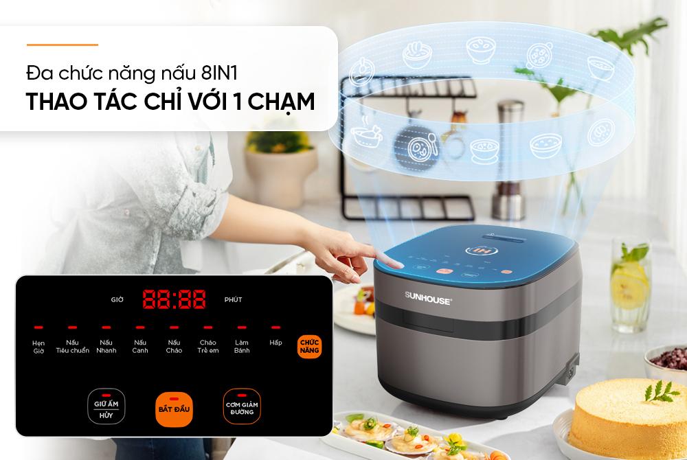 Điều khiển 8 chức năng với phím cảm ứng