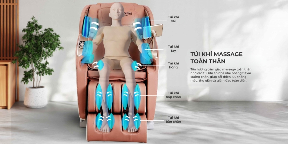 Ghế Massage Gintell B-Bravo GT9850BV có túi khí massage toàn thân