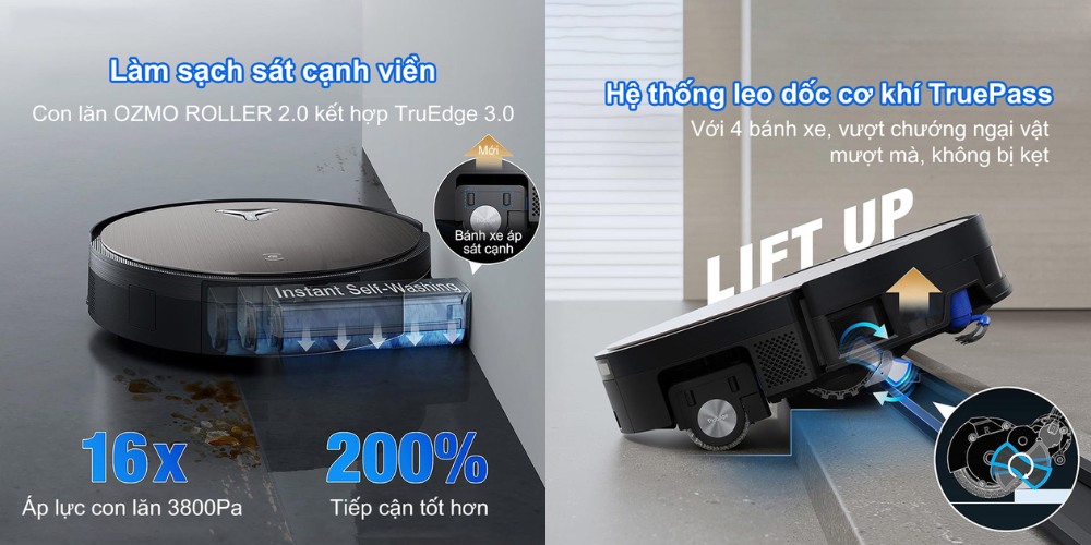 Hệ thống leo dốc cơ khí TruePass và con lăn OZMO Roller 2.0 kết hợp TruEdge 3.0