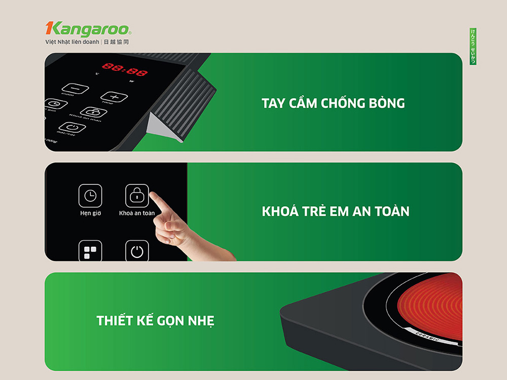 Khóa an toàn trẻ em của bếp Kangaroo KG20IFT2