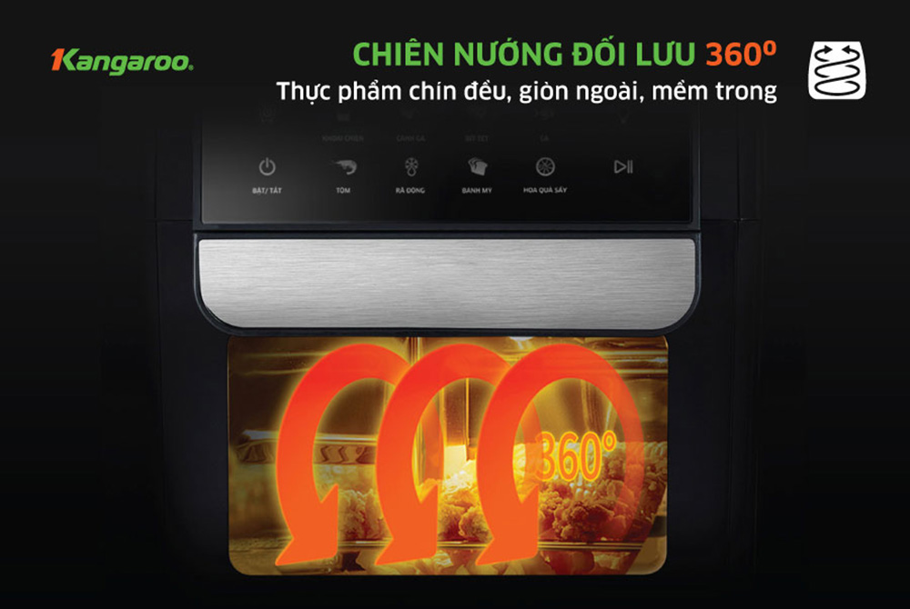 Lò Chiên Không Dầu Kangaroo KG6AF2A sử dụng luồng khí tuần hoàn 360 độ