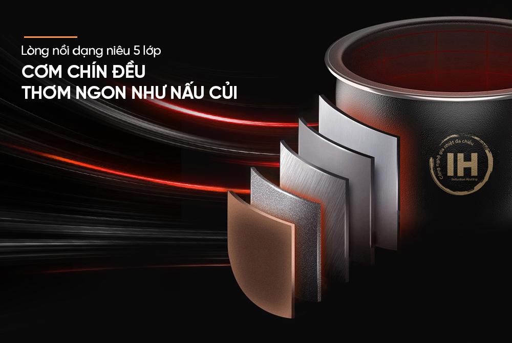 Lòng nồi cơm điện cao tần Sunhouse SHD8826 dạng niêu 5 lớp