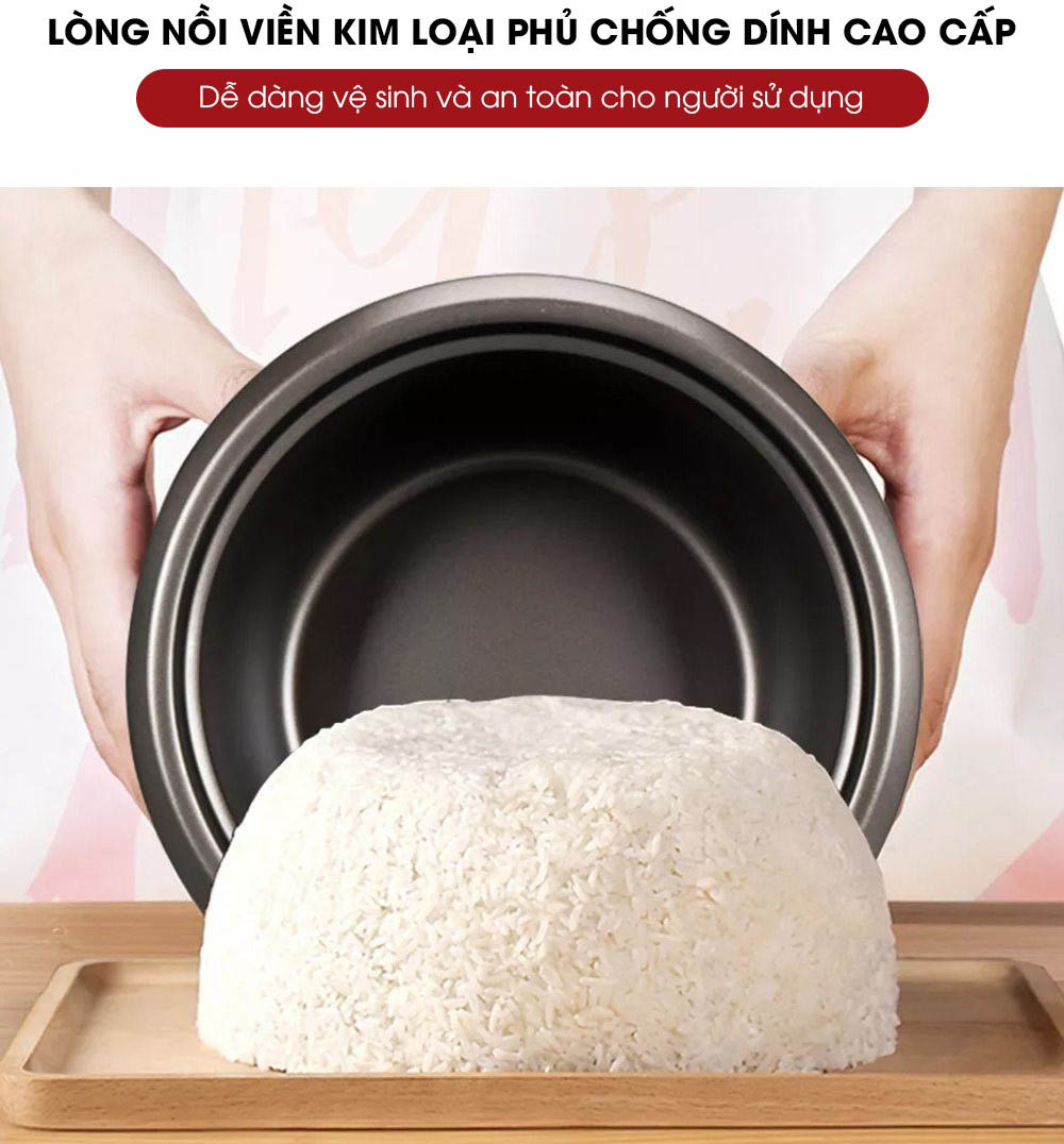 Lòng nồi cơm điện Sowun SW6936 được làm từ hợp kim nhôm