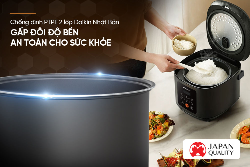 Lòng nồi cơm điện Sunhouse SHD8825 phủ chống dính Daikin Nhật Bản