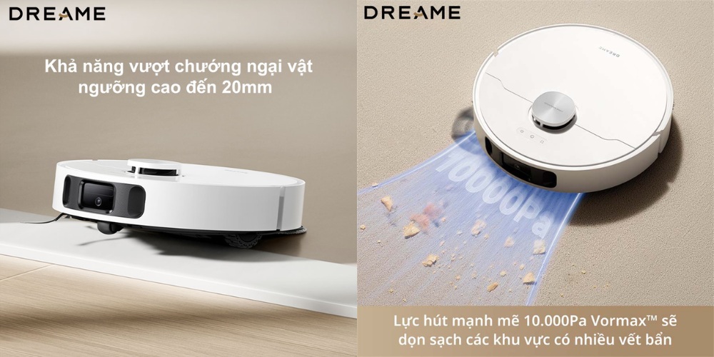 Lực hút lốc xoáy Vormax™ mạnh mẽ lên đến 10.000Pa giúp đánh bay lông tóc, bụi bẩn