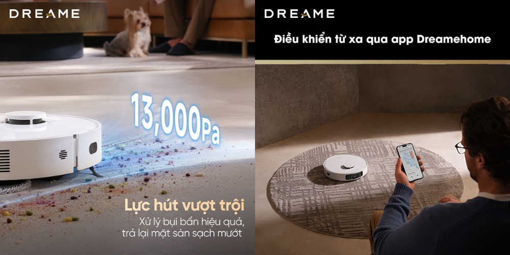 Lực hút Vormax™ mạnh mẽ 13.000Pa làm sạch bụi bẩn vượt trội