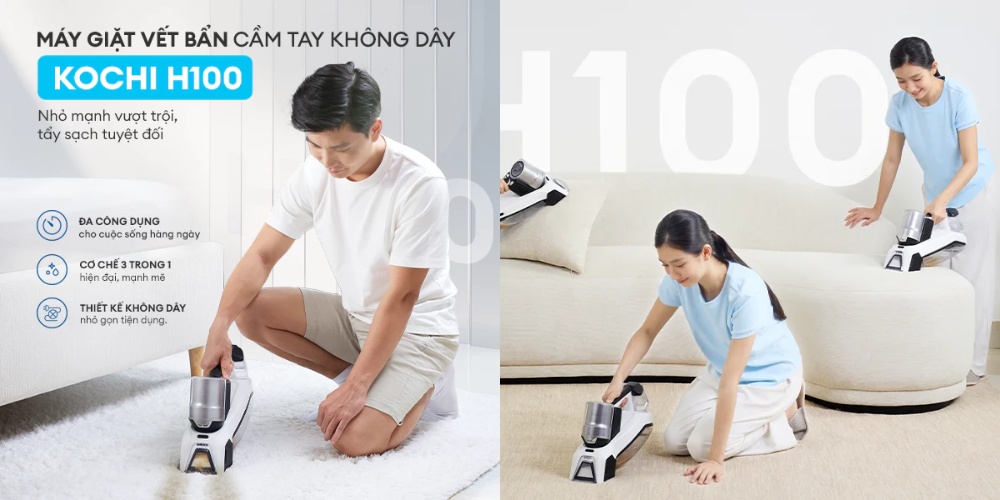 Máy Giặt Thảm Kochi H100 được thiết kế không dây