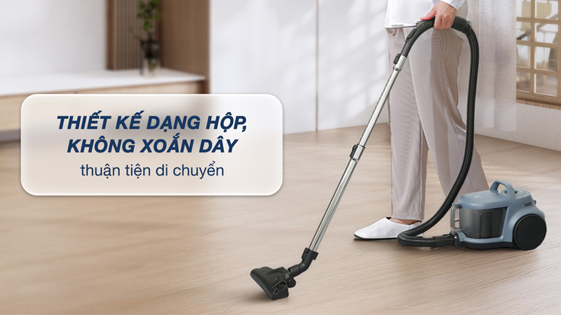 Máy hút bụi dạng hộp có thiết kế dạng hộp dễ lắp đặt