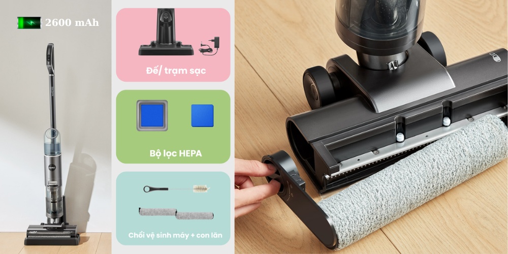 Máy Hút Bụi Lau Sàn Comfee CXC05APGY có dung lượng pin 2600 mAh
