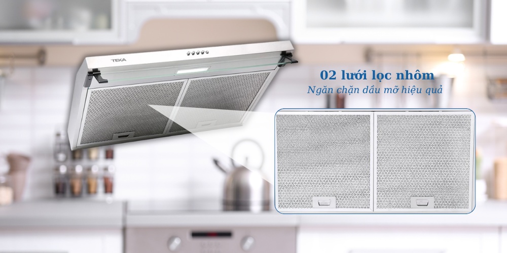 Máy Hút Mùi Âm Tủ Teka CH 1070BG trang bị 2 lưới lọc nhôm